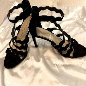 Jessica Simpson Black Suede Cage heels